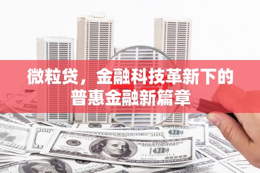 恒山微粒贷，金融科技革新下的普惠金融新篇章