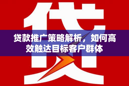 恒山贷款推广策略解析，如何高效触达目标客户群体