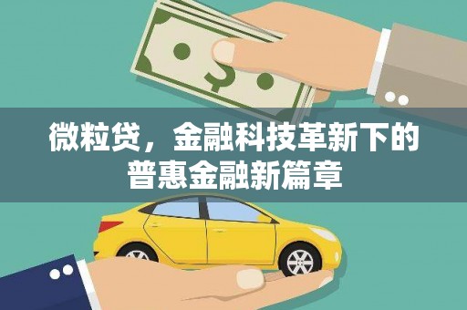 恒山微粒贷，金融科技革新下的普惠金融新篇章