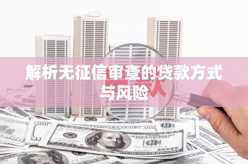 恒山解析无征信审查的贷款方式与风险